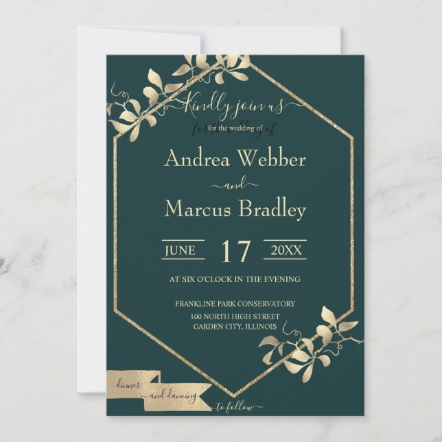 Invitation Emerald Green et Champagne (Devant)