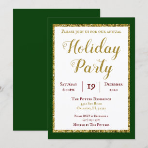 Invitation Emerald Green et Gold Parties scintillant