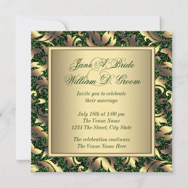 Invitation Emerald Green et Mariage Gold (Devant)