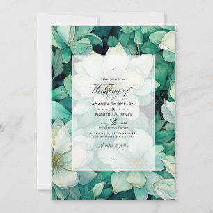 Invitation Emerald Green et Silver Floral Mariage