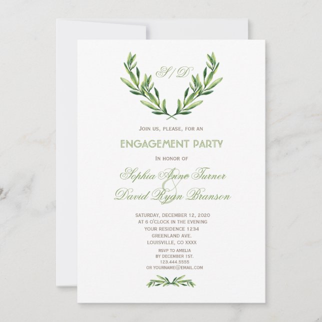 Invitation Emerald Green Fête d'engagement de courroie (Devant)