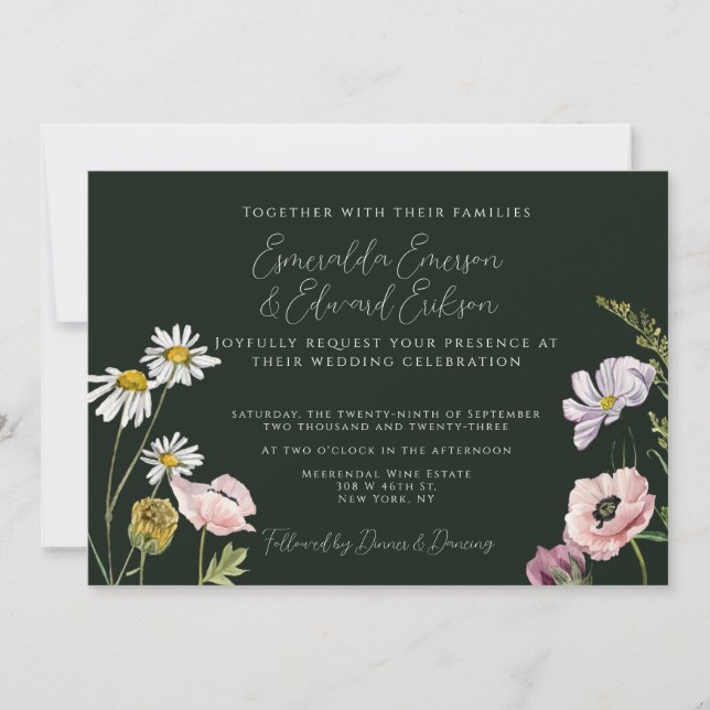 Invitation Emerald Green Flower Garden Mariage (Devant)