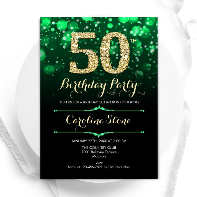 Invitation Emerald Green Gold 50e anniversaire (Créateur téléchargé)