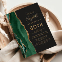 Emerald Green Gold Agate Dark 50th Birthday Party
