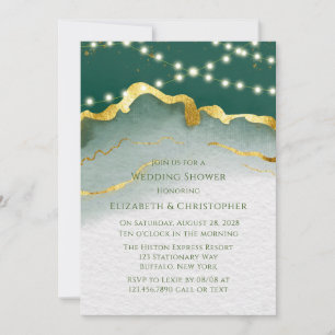 Invitation Emerald Green Gold Agate et Wedding shower lumineu