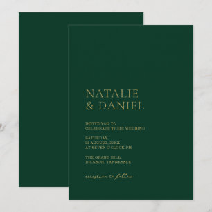 Invitation Emerald Green & Gold Chic Mariage