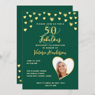 Invitation Emerald Green & Gold Elegant 50e anniversaire