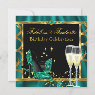 Invitation Emerald Green Gold Fabelle Heels Anniversaire fête