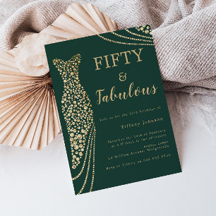 Invitation Emerald Green & Gold Fifty & Fab 50e anniversaire
