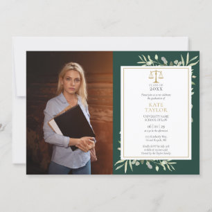 Invitation Emerald Green Gold Law School Photo