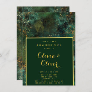 Invitation Emerald Green & Gold Parties scintillant