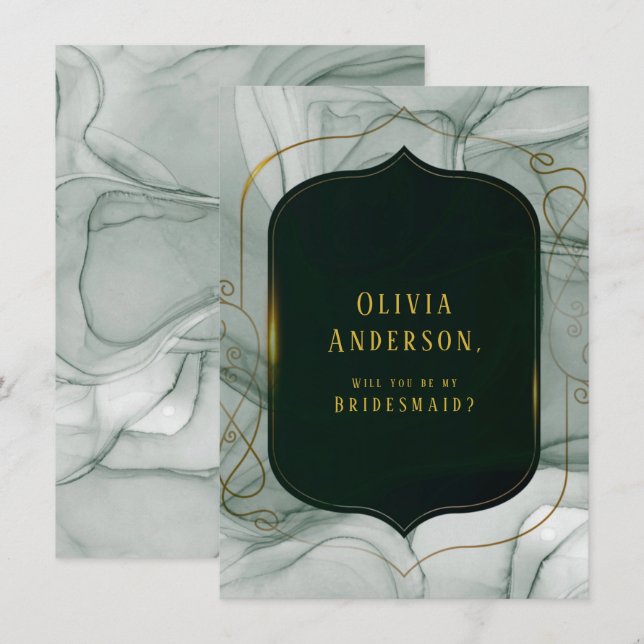 Invitation Emerald Green Gold Serez-Vous Ma Femme D'Accueil (Devant / Derrière)