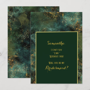 Invitation Emerald Green & Gold Serez-Vous Ma Femme D'Accueil