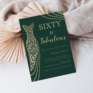 Invitation Emerald Green & Gold Sixty & Fab 60e anniversaire