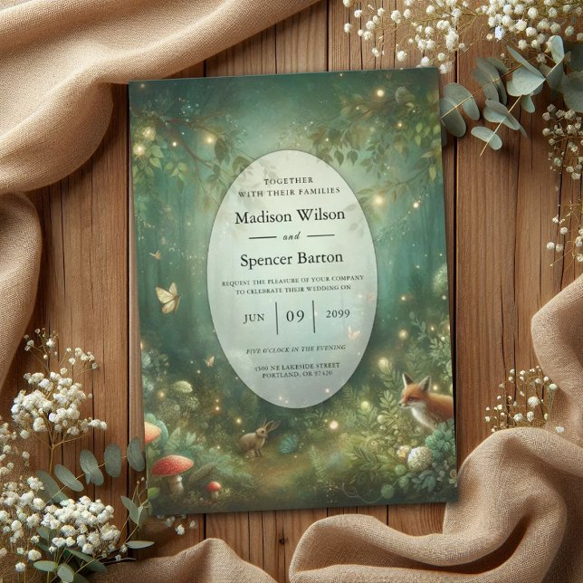 Invitation Emerald Green Mariage forestier enchanté (Créateur téléchargé)