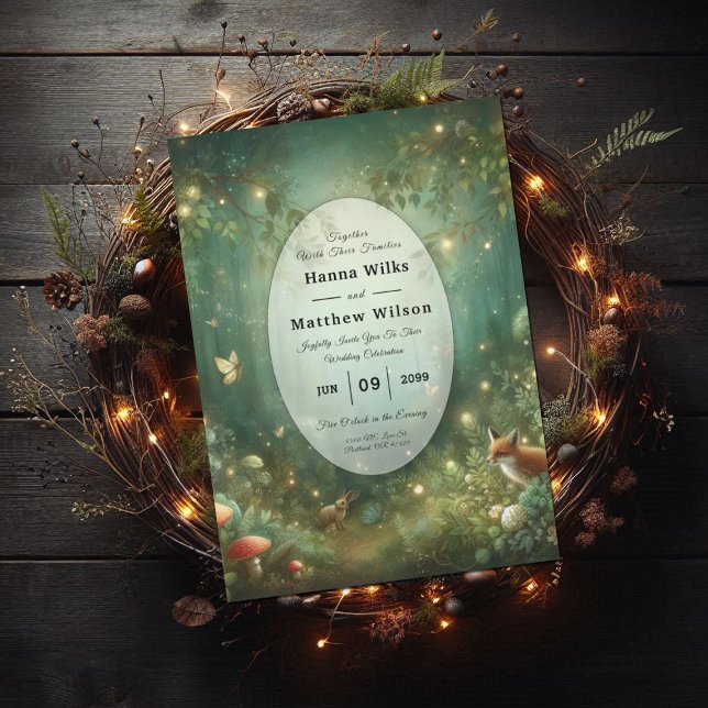 Invitation Emerald Green Mariage forestier enchanté (Créateur téléchargé)