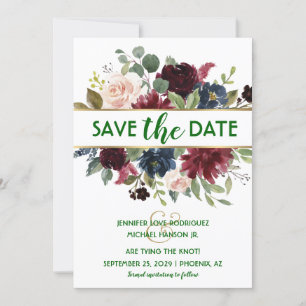 Invitation Emerald Green Merlot Marine Boho Enregistrer la da