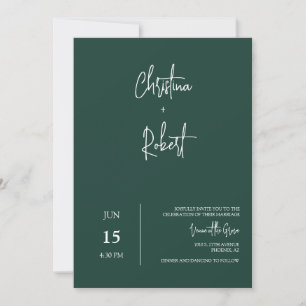 Invitation Emerald Green Minimal Boho Mariage photo Code QR