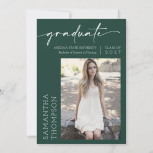 Invitation Emerald Green Minimal Deux soirée de graduation ph