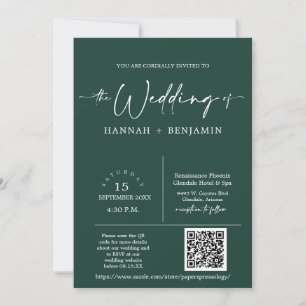 Invitation Emerald Green Minimal Mariage Arch QR Code photo