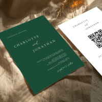 Emerald Green Moderne Minimal QR Code Mariage