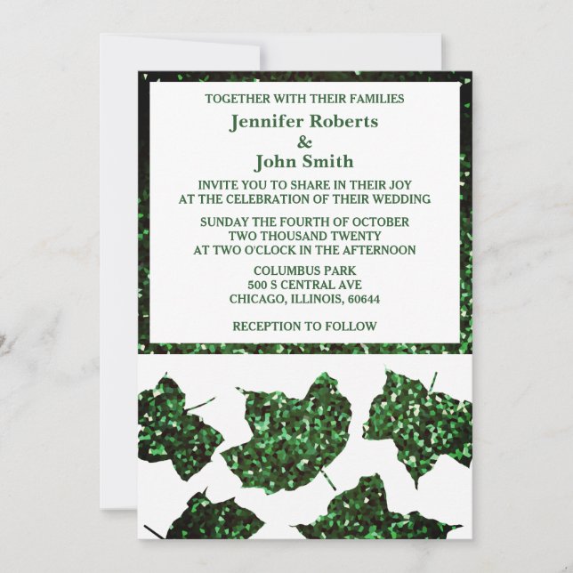 Invitation Emerald Green Parties scintillant laisse un mariag (Devant)