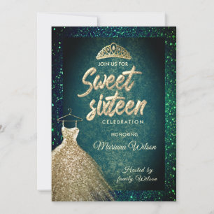 Invitation Emerald Green parties scintillant Robe or tiara Sw