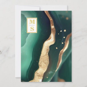 Invitation *~ Emerald Green QR Initiales AR66 RSVP Mariage