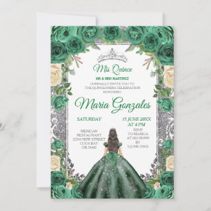 Invitation Emerald Green Quinceanera Parties scintillant de c