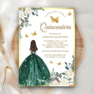 Invitation Emerald Green Robe Papillon Or Quinceanera