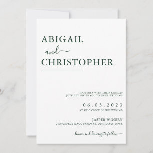 Invitation Emerald Green Romantic Détails simples sur le dos