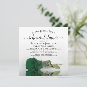 Invitation Emerald Green Rose Chic Mariage Dîner de répétitio