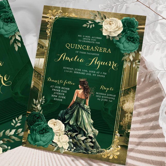 Invitation Emerald Green Royal Princess Palace Mis Quince (Créateur téléchargé)