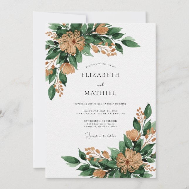 Invitation Emerald Green Rustic Forest Wedding (Devant)