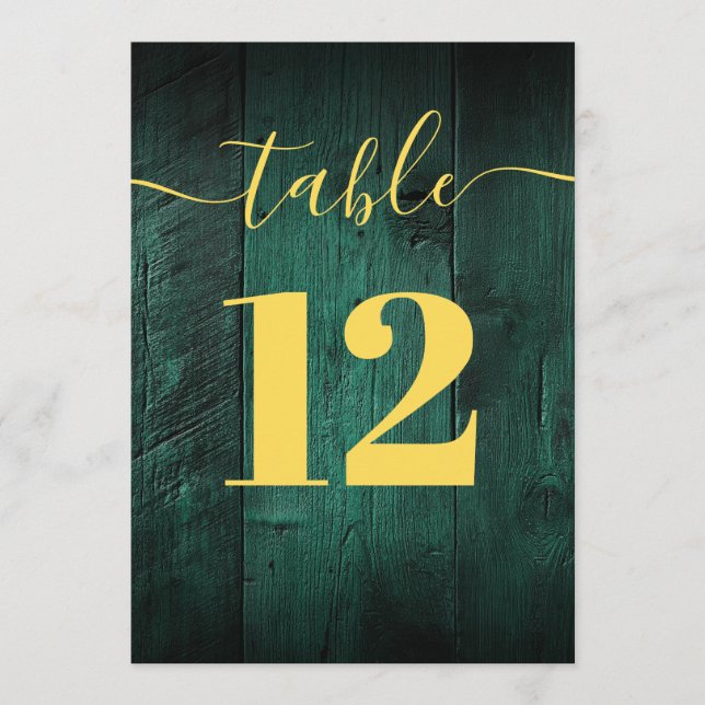 Invitation Emerald Green Rustic Grange Wood Boho Numéro de ta (Devant)