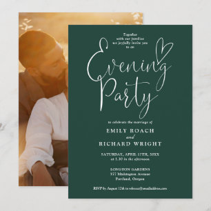 Invitation Emerald Green Script Photo Mariage soirée