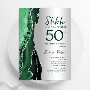 Invitation Emerald Green Silver Agate Surprise 50e anniversai