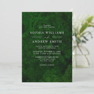 Invitation Emerald Green & Silver Calligraphy