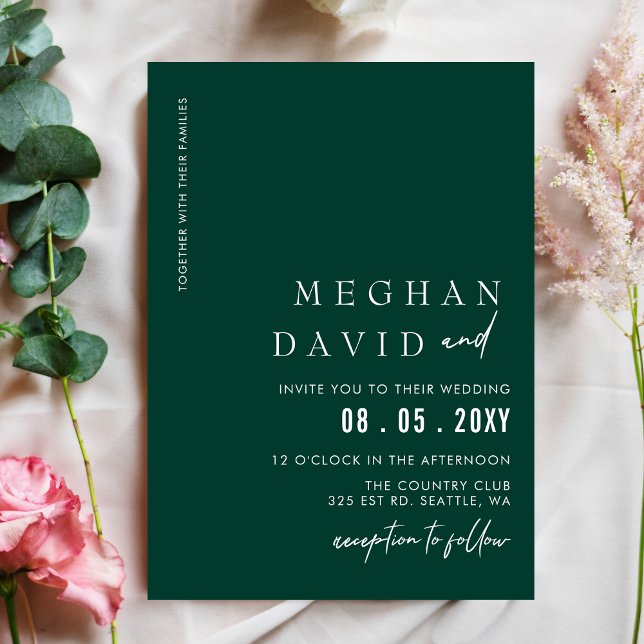 Invitation Emerald Green Simple Élégant Mariage moderne (Créateur téléchargé)