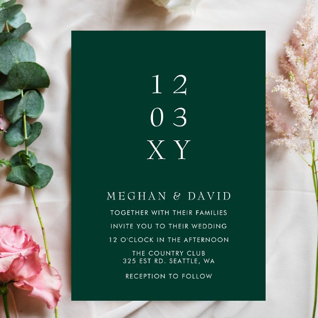 Invitation Emerald Green Simple Élégant Mariage moderne (Créateur téléchargé)