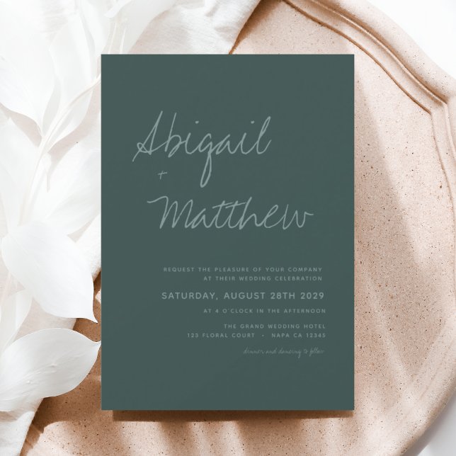 Invitation Emerald Green Simple Minimaliste Mariage moderne (Créateur téléchargé)