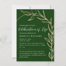 Emerald Green Text Célébration minimale de la vie
