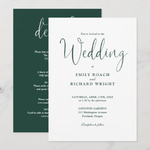Invitation Emerald Green Tout en un élégant Mariage de script