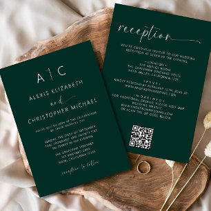 Invitation Emerald Green tout en un Mariage QR Code