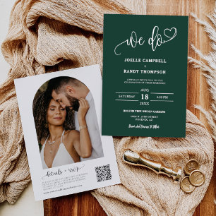 Invitation Emerald Green We Do Boho Mariage QR Code Photo
