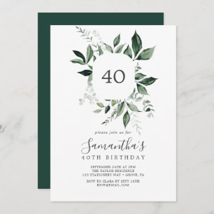 Invitation Emerald Greenery 40e anniversaire