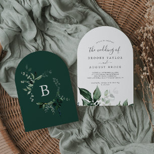 Invitation Emerald Greenery Elégant moderne Boho Arch Mariage