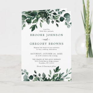 Invitation Emerald Greenery Eucalyptus Mariage botanique
