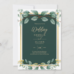 Invitation Emerald Greenery Mariage Botanical Nature Invitati
