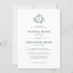Invitation Emerald Greenery Mariage botanique Vintage